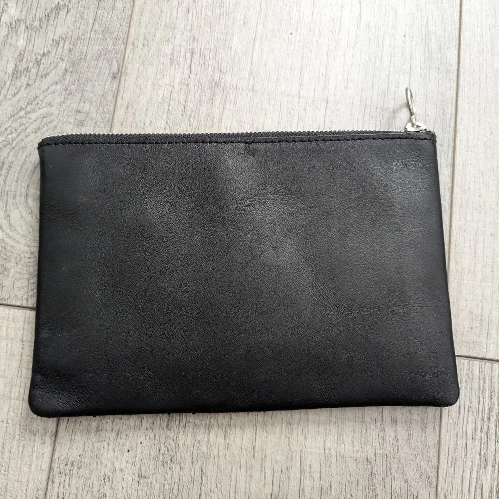 Madewell The Leather Sparkling Clutch Pouch Black Glitter Edition